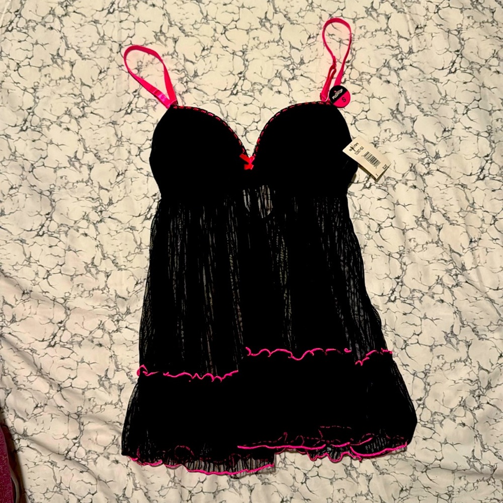 Maidenform Push Up Bra Neglige Black/hot Pink New With Tags